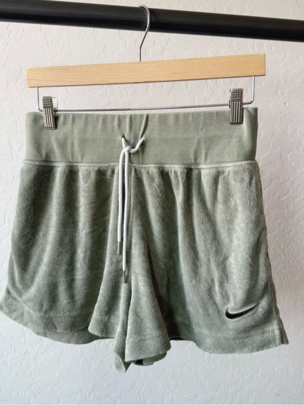 Nike green terry shorts